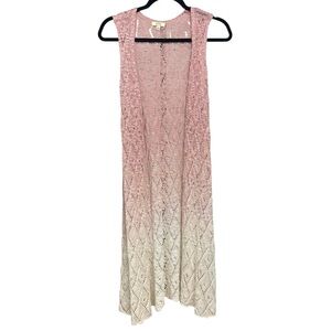 Kori Ombre Pink and Cream Knit Duster Cardigan Women’s Size Large
